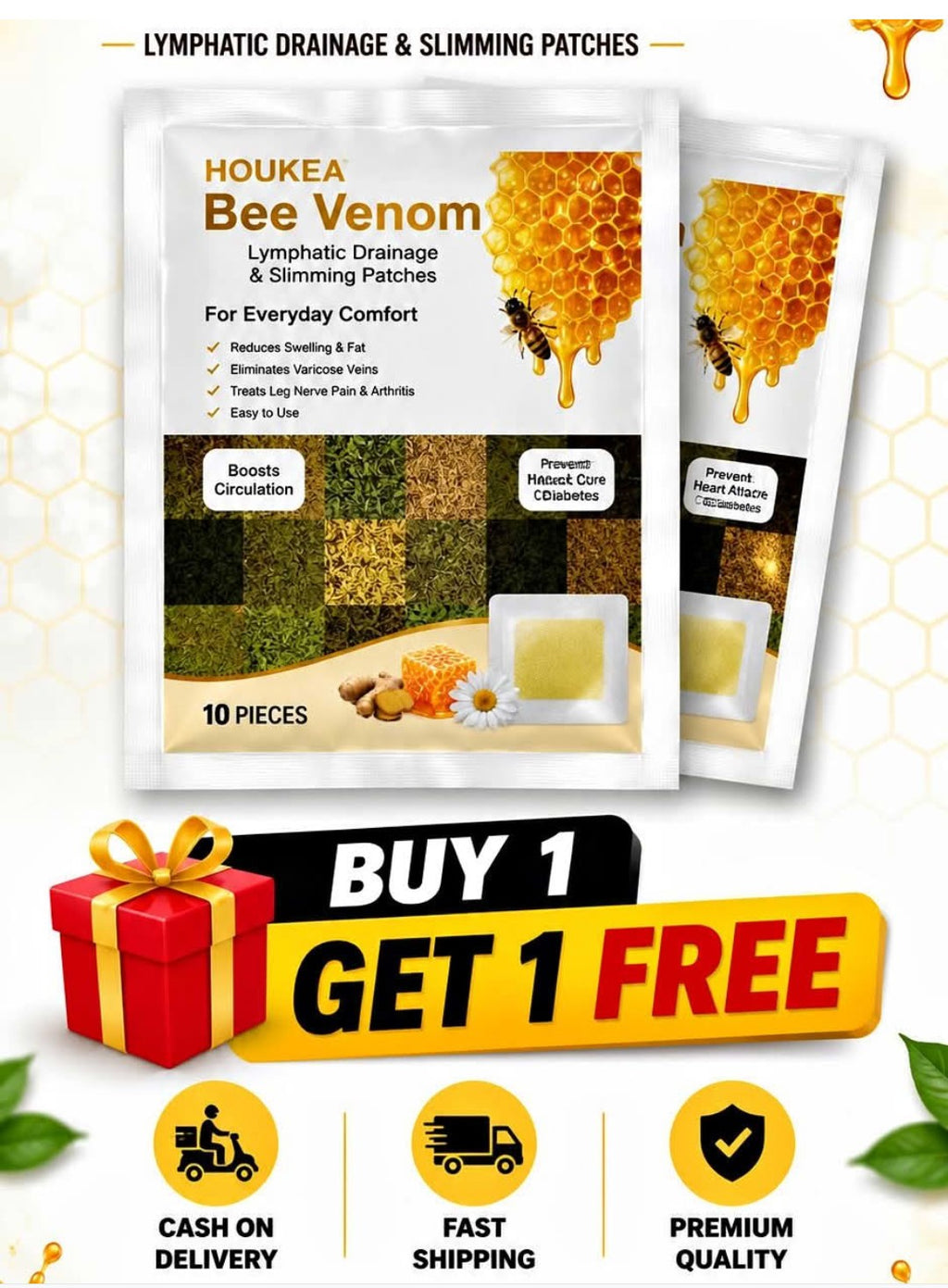 Bee Venom Lymphatic Drainage Foot Patches 10 patches