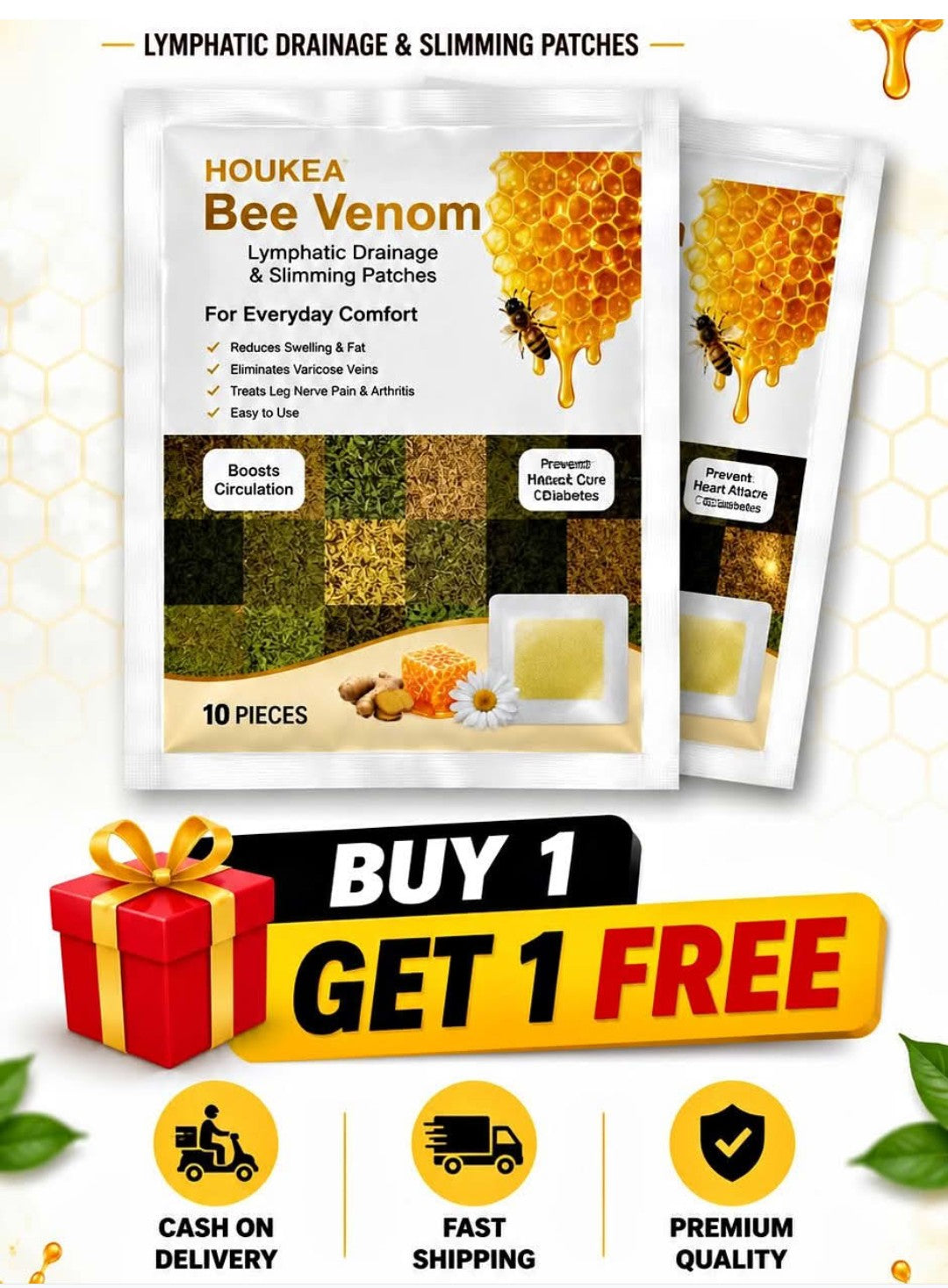 Bee Venom Lymphatic Drainage Foot Patches 10 patches
